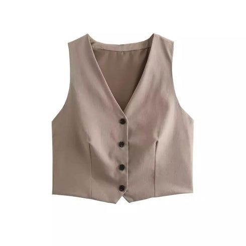 Women's Fashion Casual V-Neck Slim Fit Vest and Wide Leg Pants Set for Autumn Elegant Party Wear